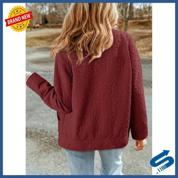 Long Sleeve Jacquard Shacket with Collar and Pockets, Casual Fall Jacket - Picture 4 of 8